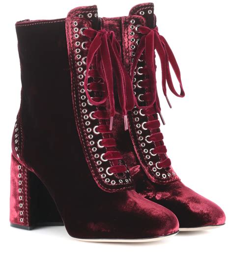 miu miu velvet booties|women's miu michu shoes.